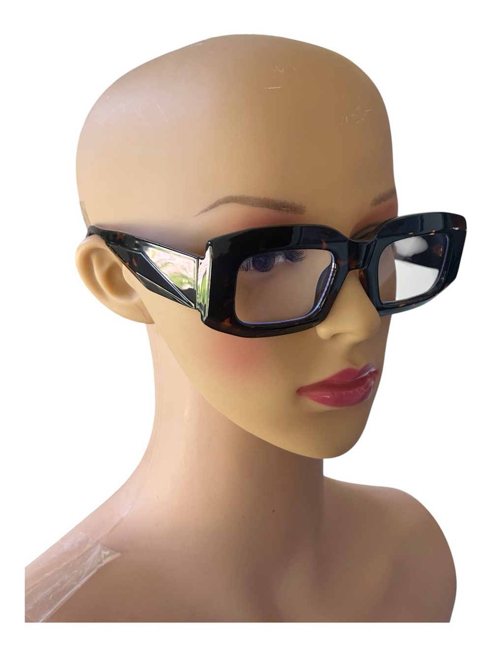 Tortoiseshell Rectangular Clear Lens Glasses - Women Accessories New